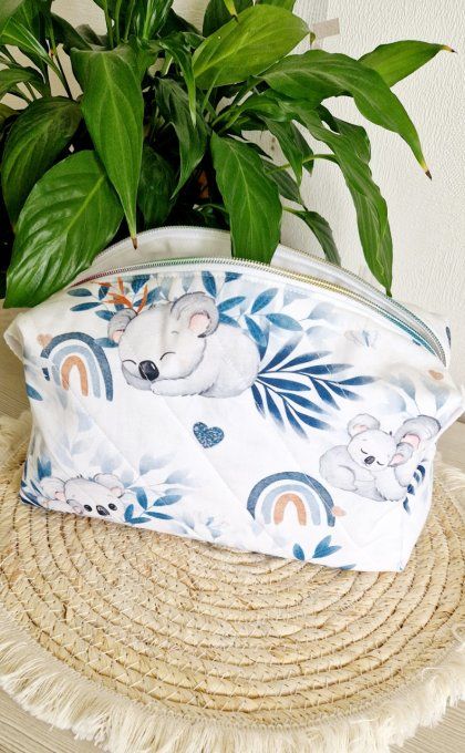 Trousse de toilette koalas bleu