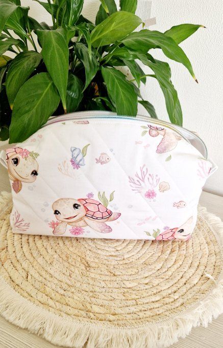 Trousse de toilette tortue rose