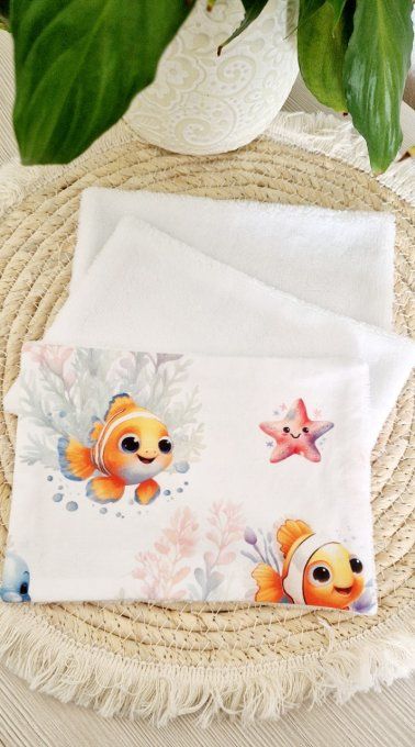 3 lingettes rectangulaire poisson 