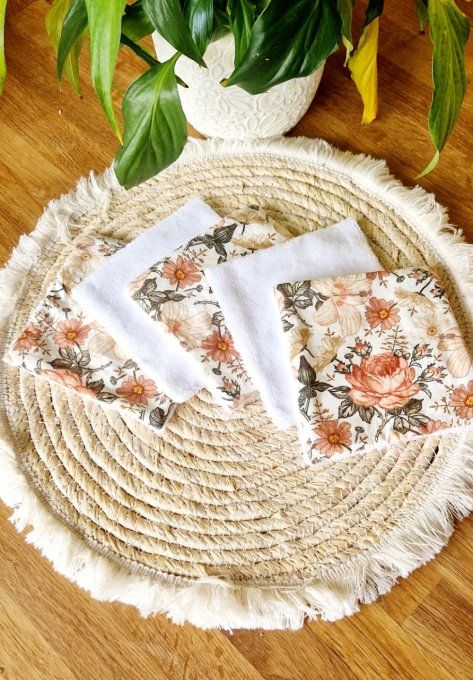 5 lingettes démaquillantes floral anglaise écru