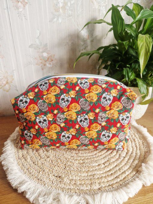 Trousse De Toilette Crâne fleur or